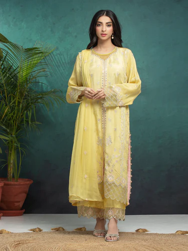 Sunshine Glamour Unstitched Raw Silk Ensemble