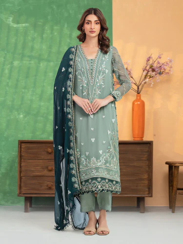 Jade Elegance Unstitched Chiffon Ensemble
